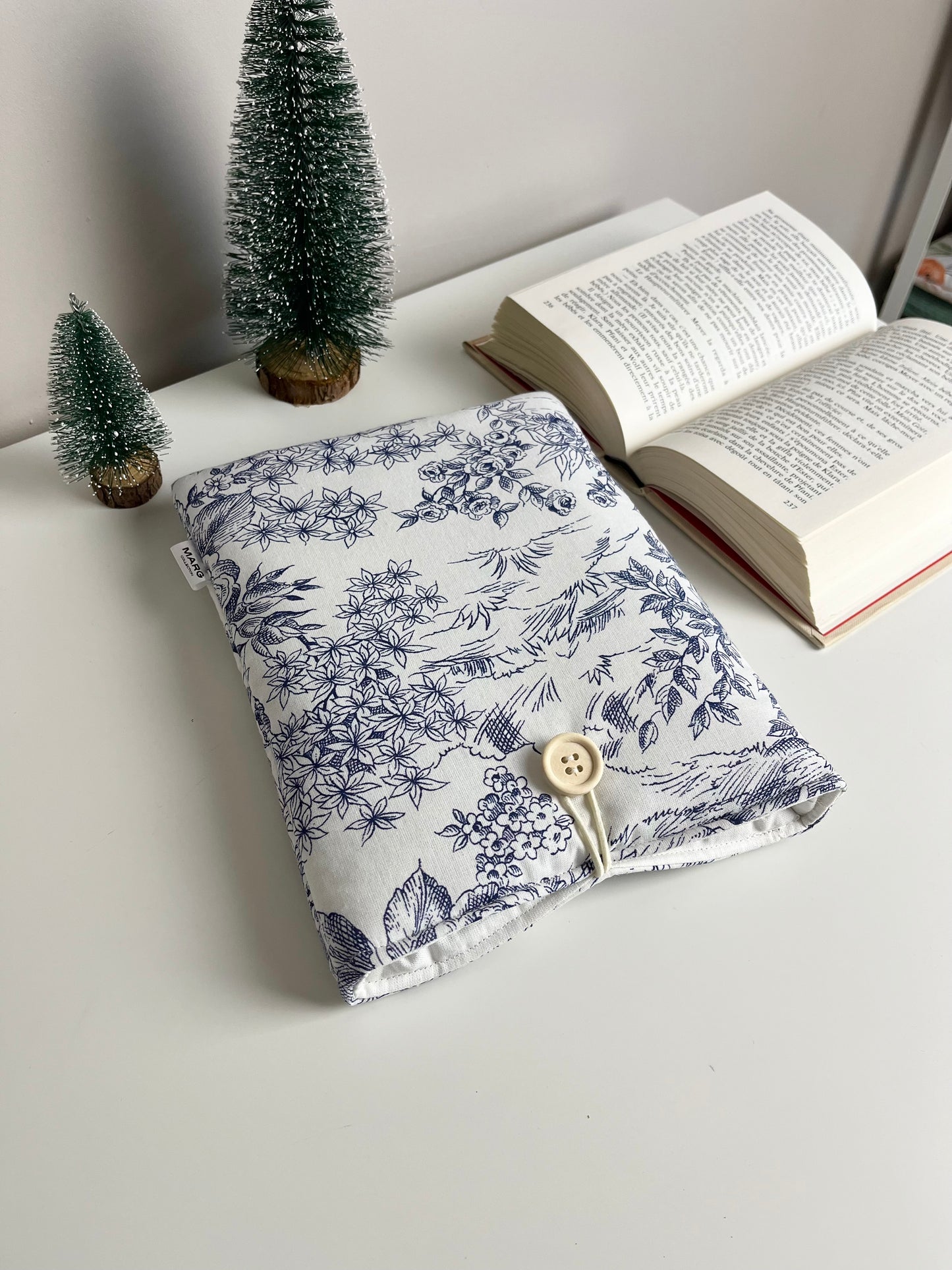 Housse de livre - Jouy bleu