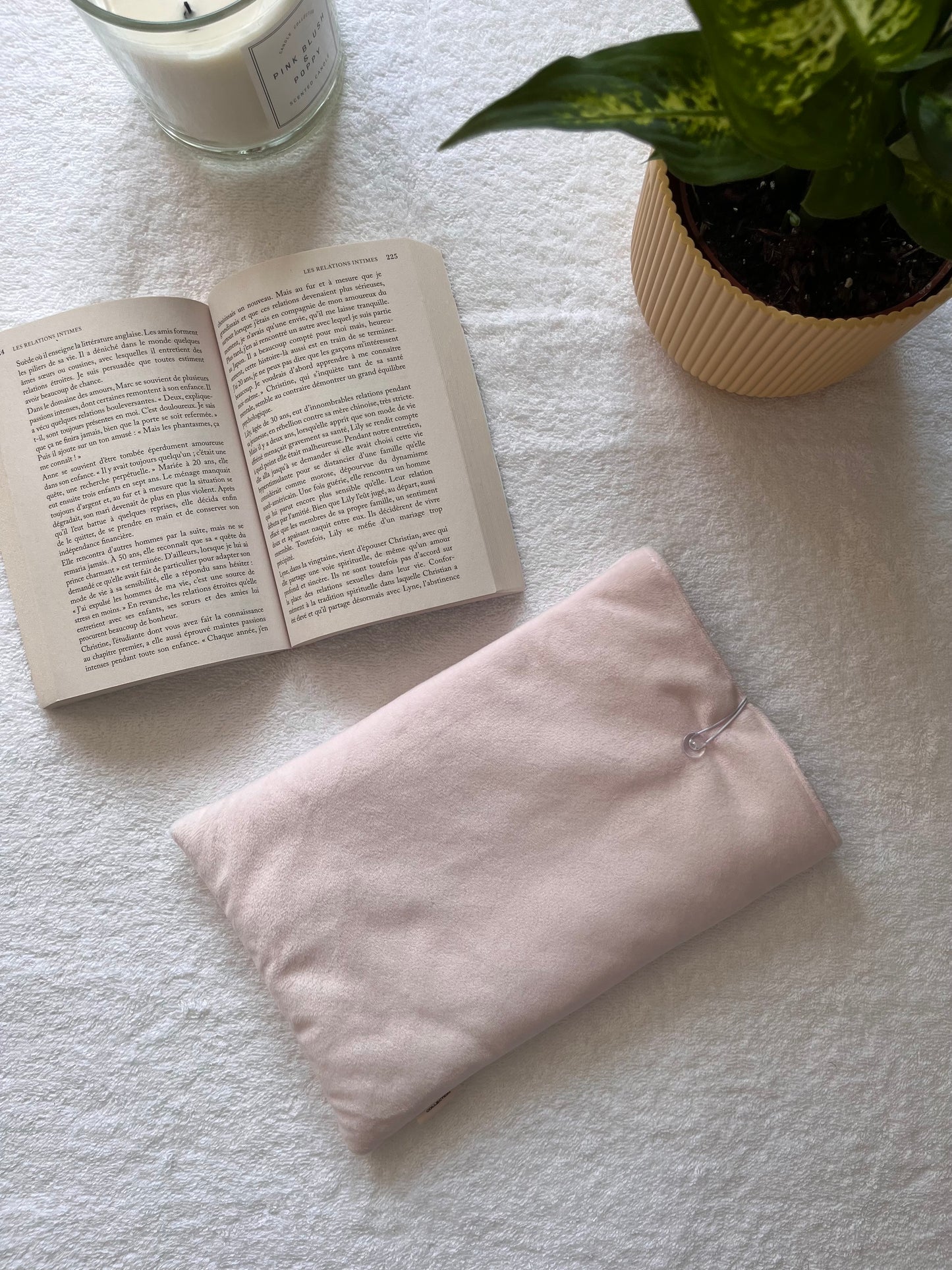 HOUSSE DE LIVRE - MINKY ROSE ET VICHY ROSE PÂLE