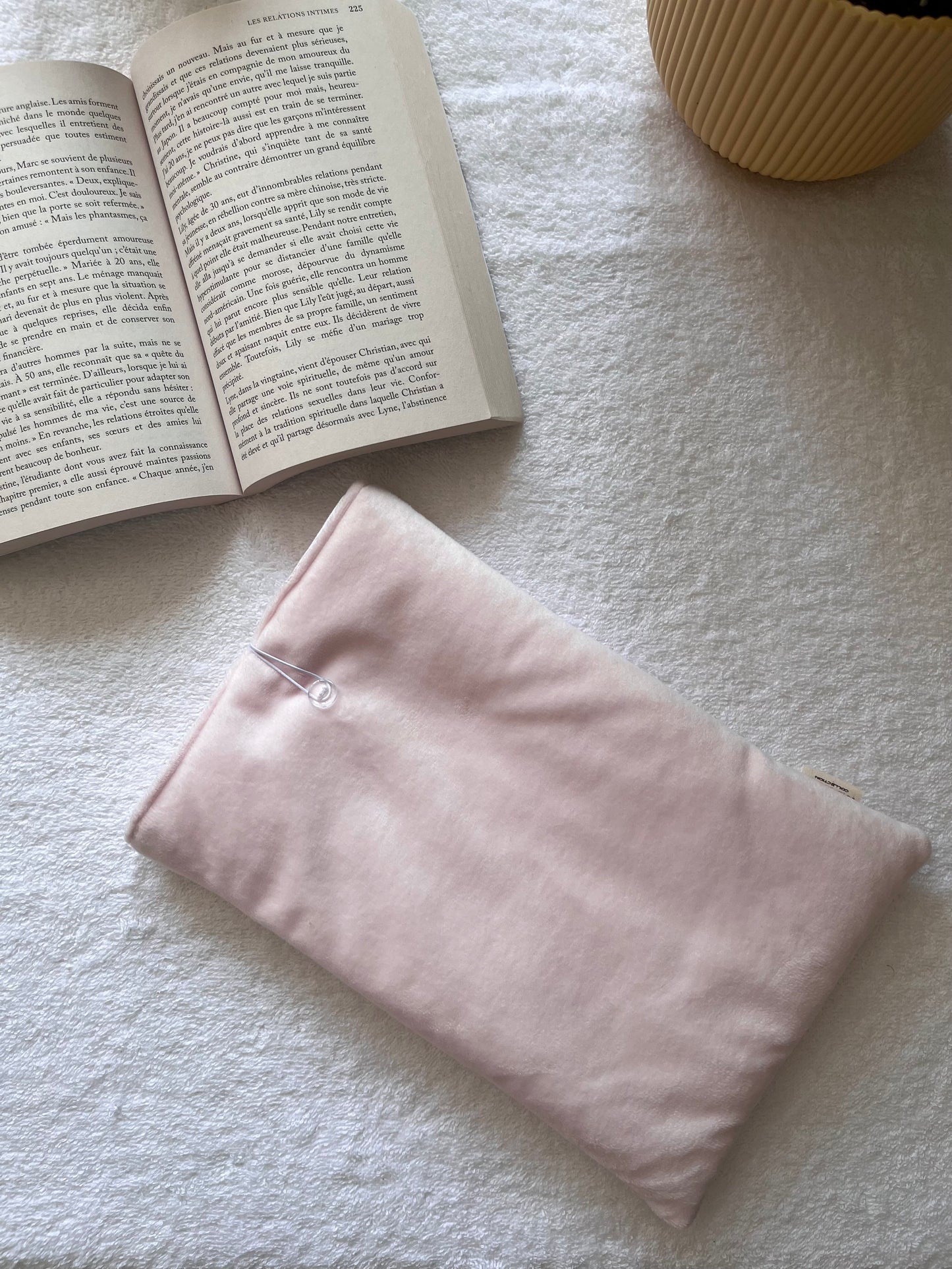 HOUSSE DE LIVRE - MINKY ROSE ET VICHY ROSE PÂLE