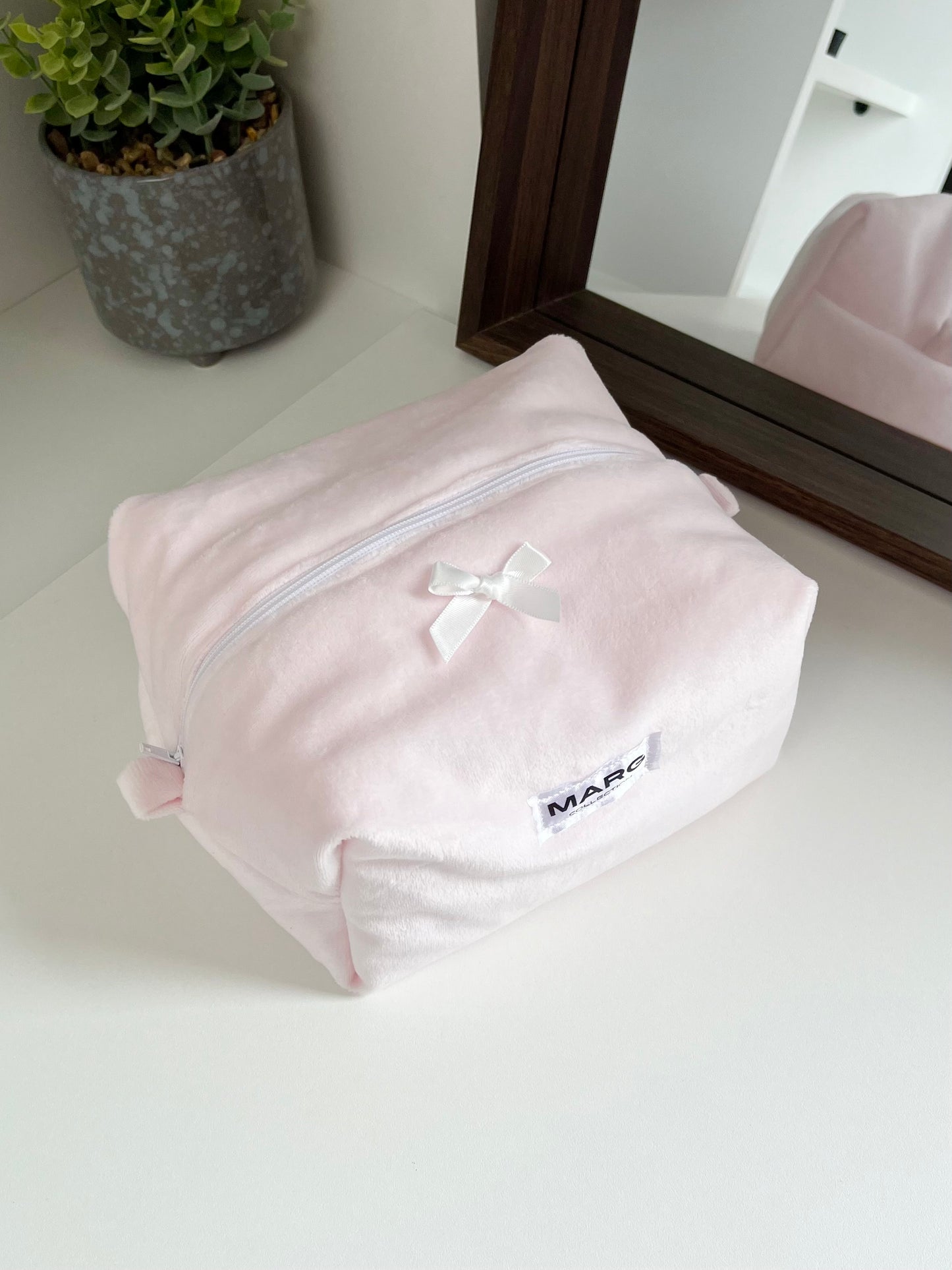 TROUSSE DE TOILETTE - MINKY ROSE ET VICHY ROSE PÂLE