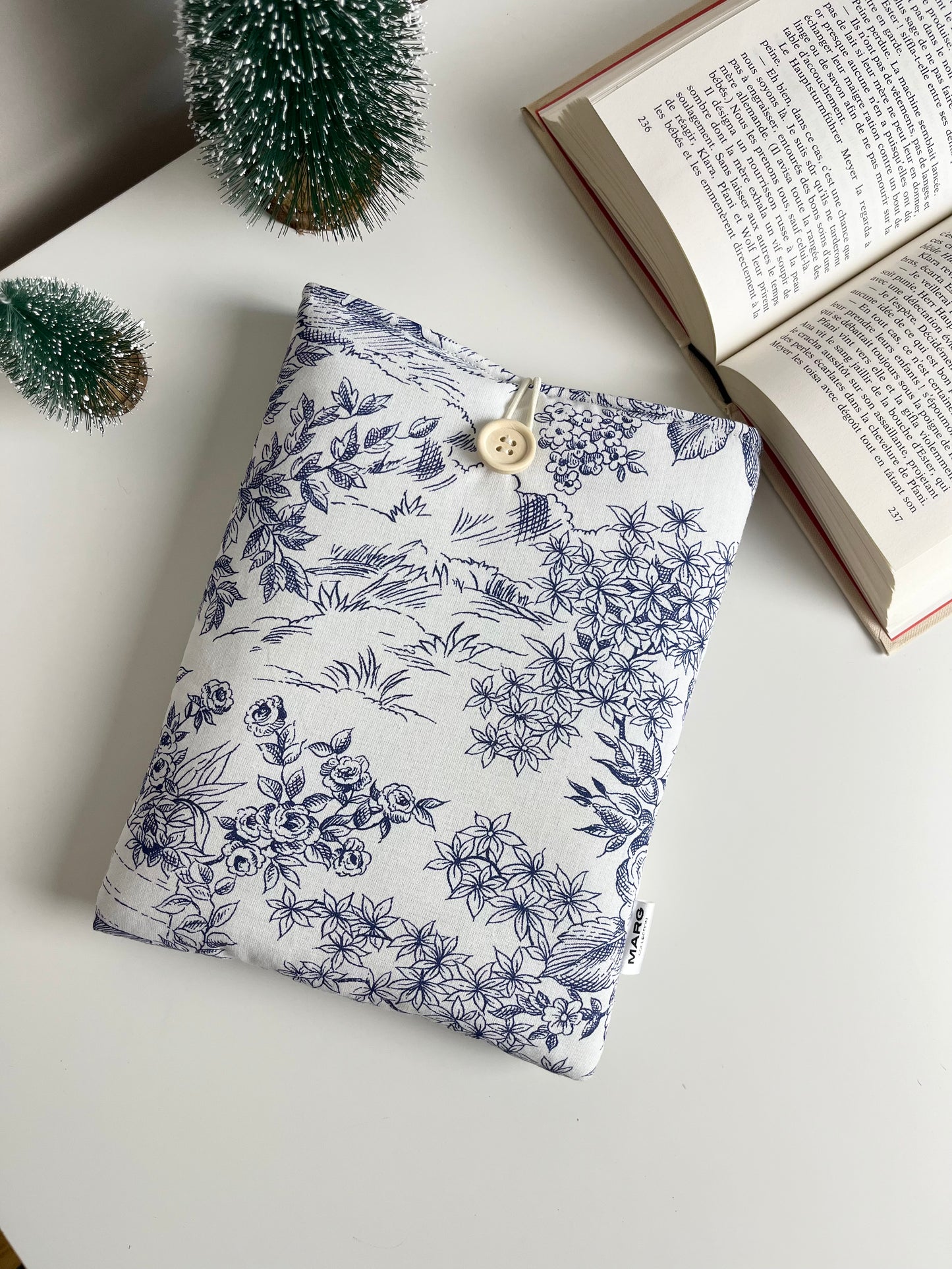 Housse de livre - Jouy bleu