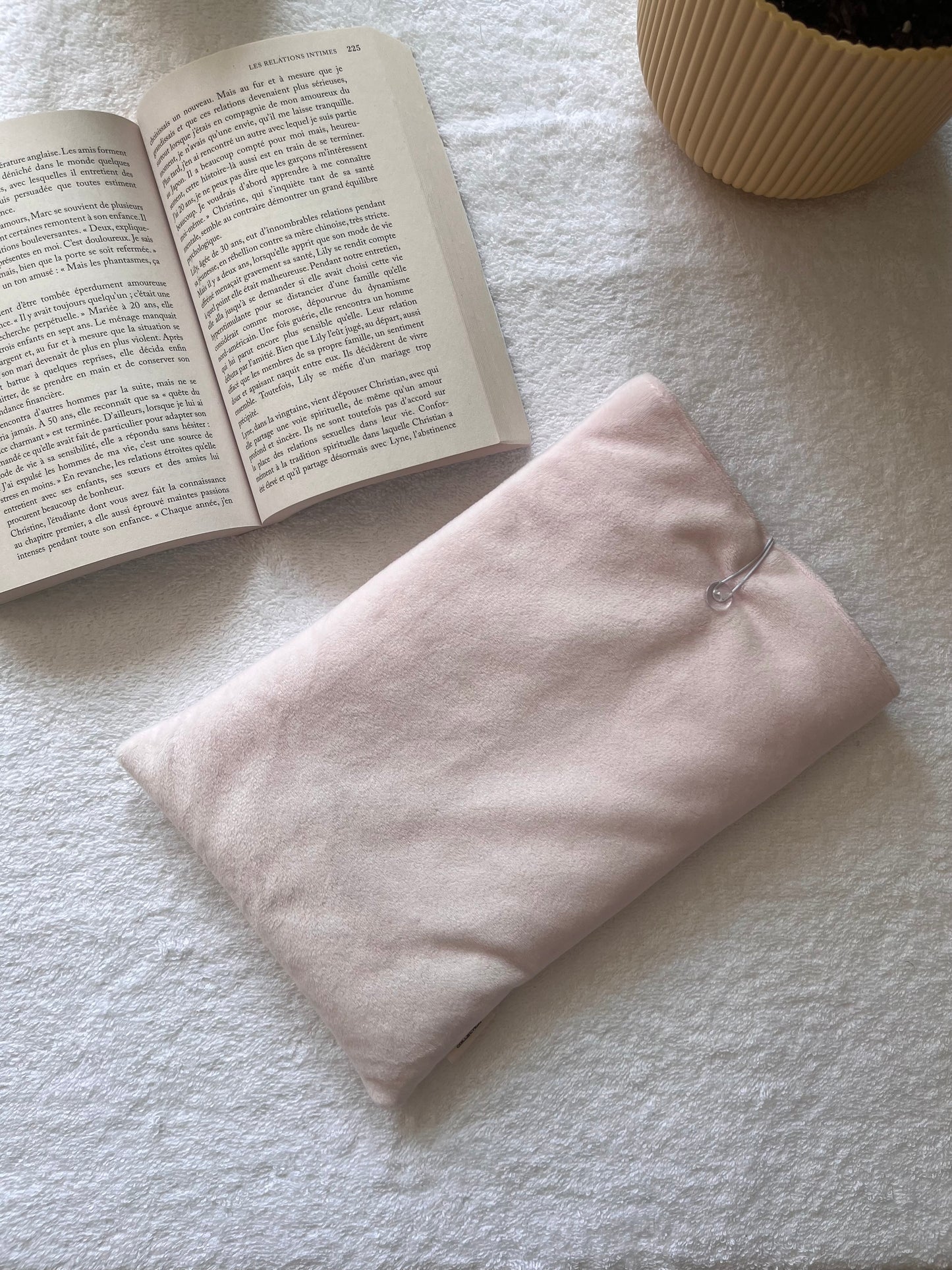 HOUSSE DE LIVRE - MINKY ROSE ET VICHY ROSE PÂLE