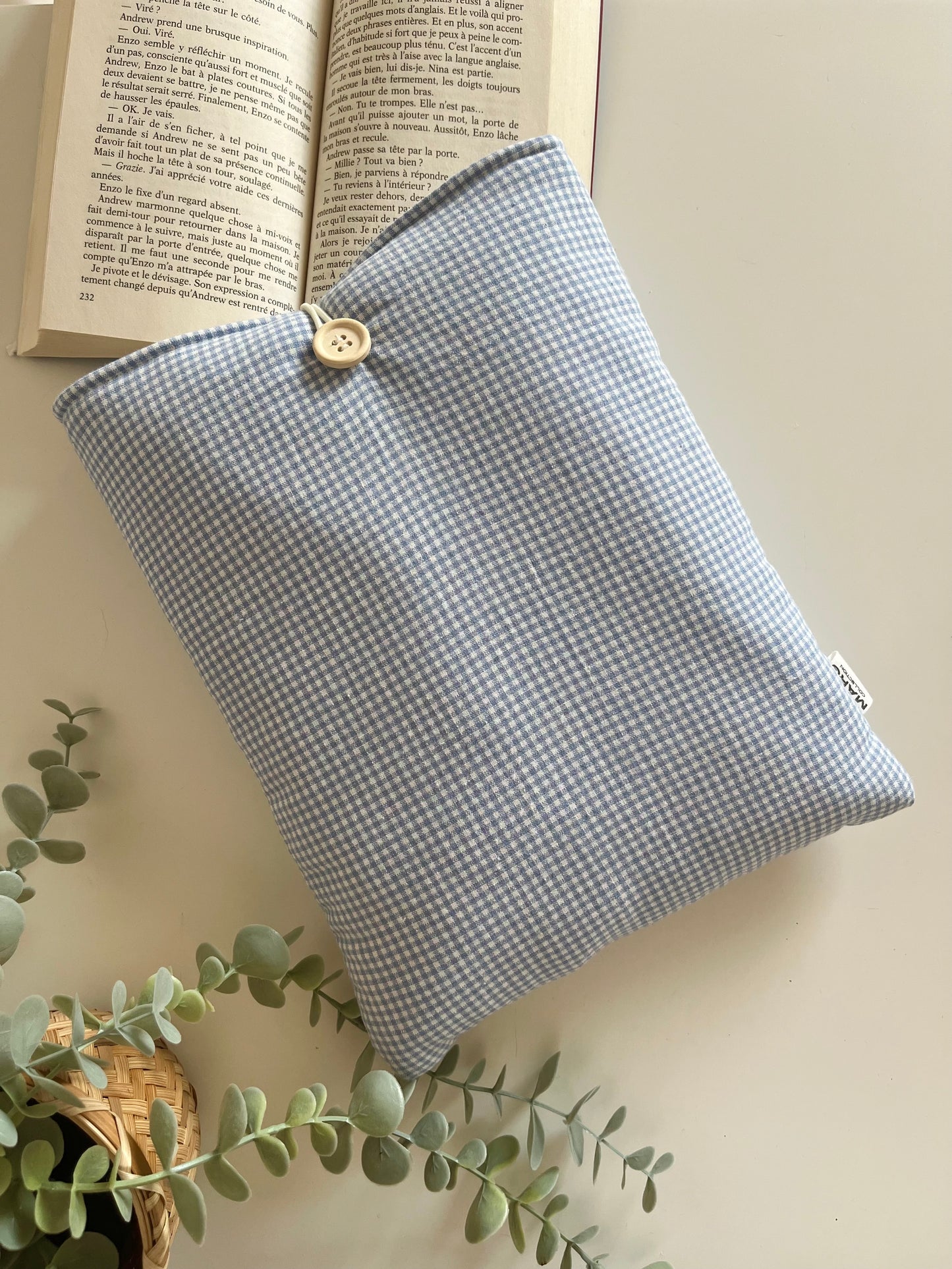 Housse de livre - Le Vichy Bleu
