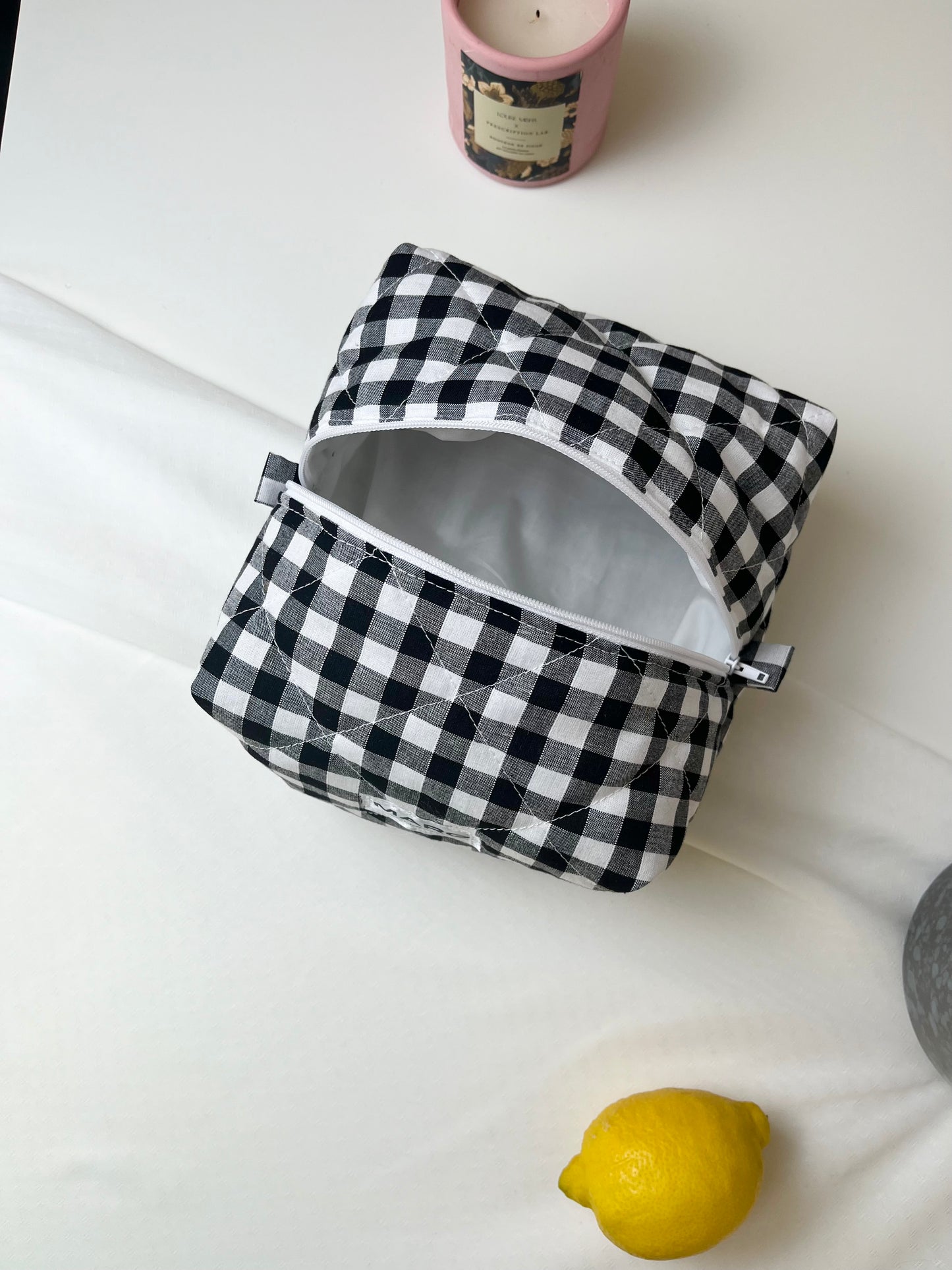 TROUSSE DE TOILETTE - MATELASSÉ VICHY NOIR